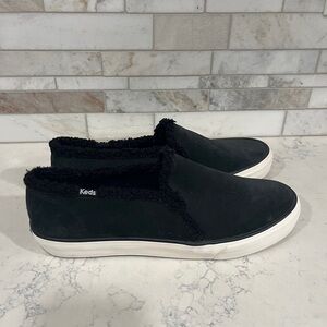 Keds Black Suede Fleece-Lined Sneakers with Dream Foam Insole Size Women 8.5